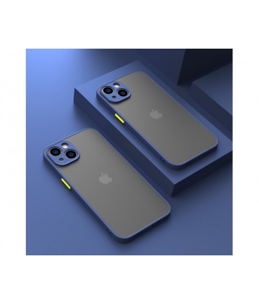 Husa iPhone 15, Plastic Dur cu protectie camera, Albastru